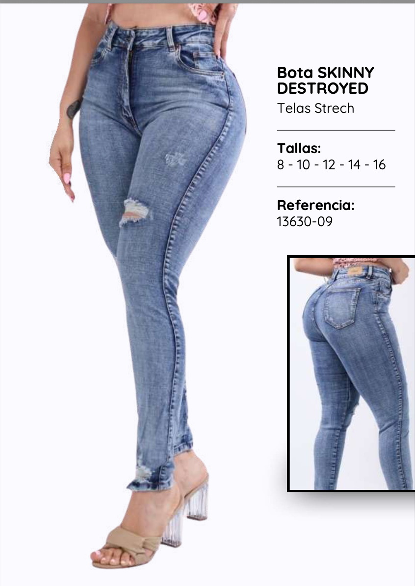 Bota Skinny Destroyed Jean 13630-09