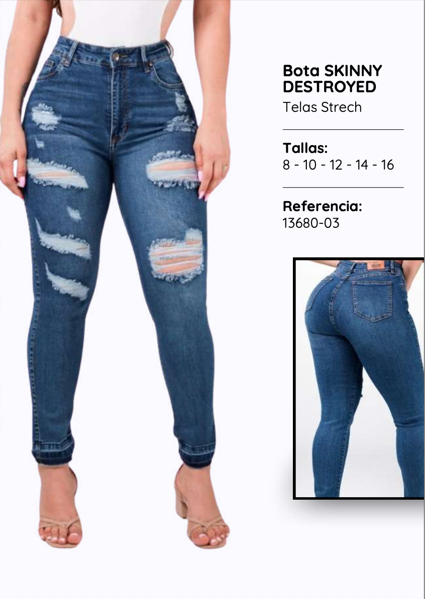 Bota Skinny Destroyed Jean 13680-03