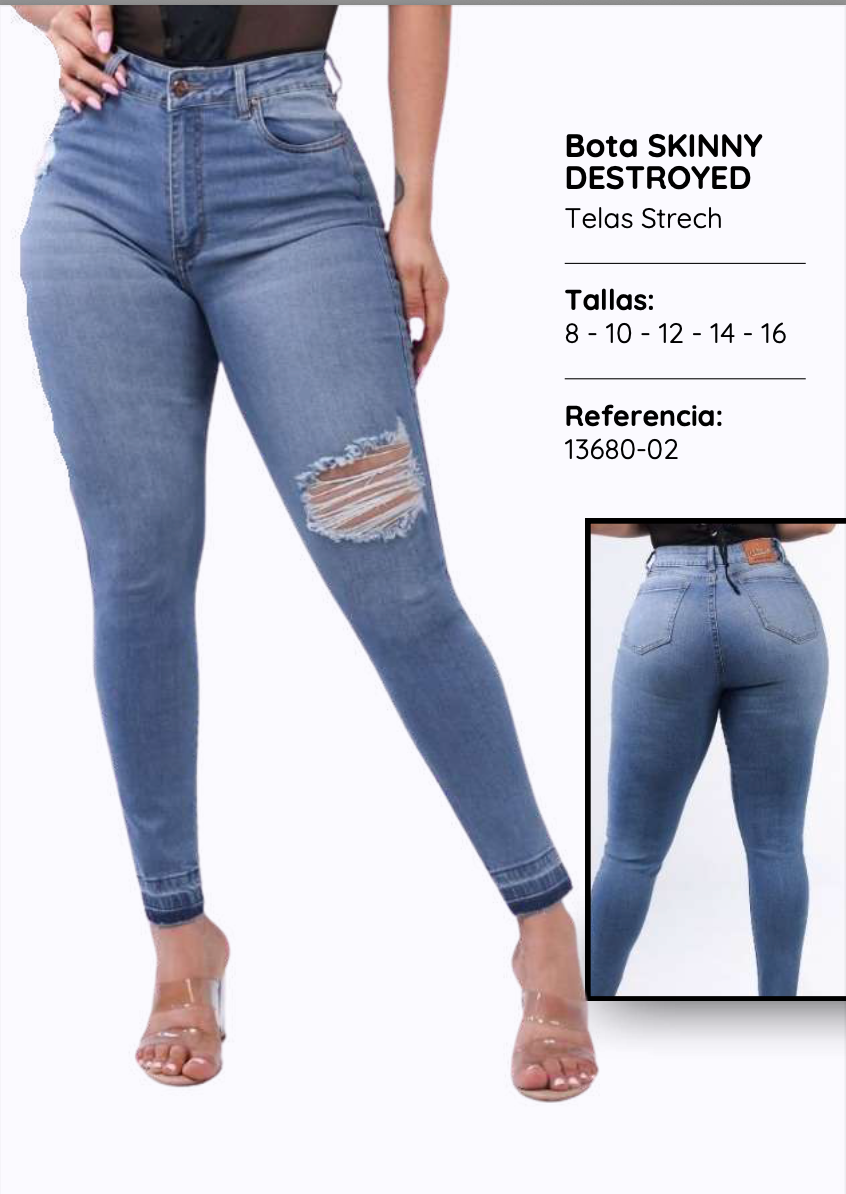 Bota Skinny Destroyed Jean 13680-02