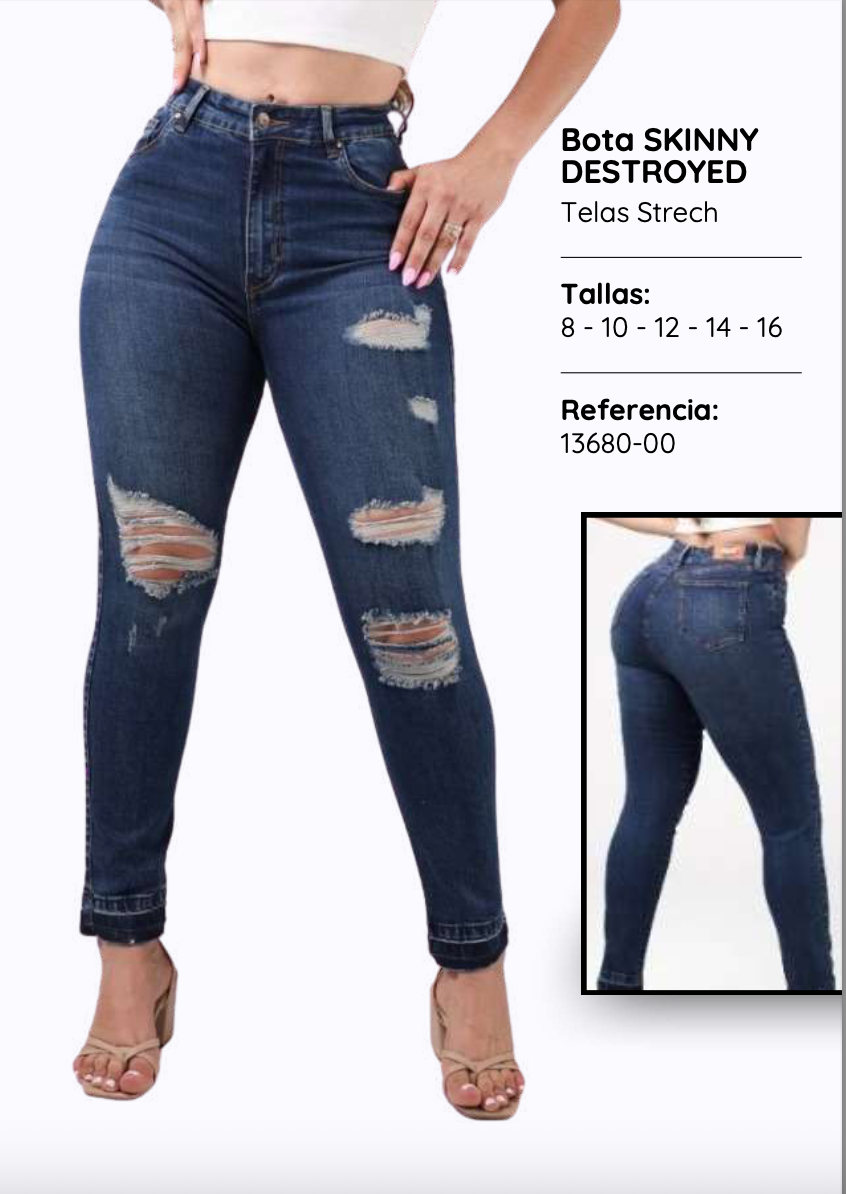 Bota Skinny Destroyed Jean 13680-00