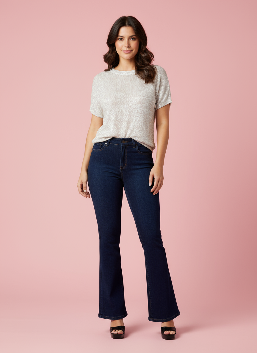 Bota Flare Jean 13668-01 - Full Body Model