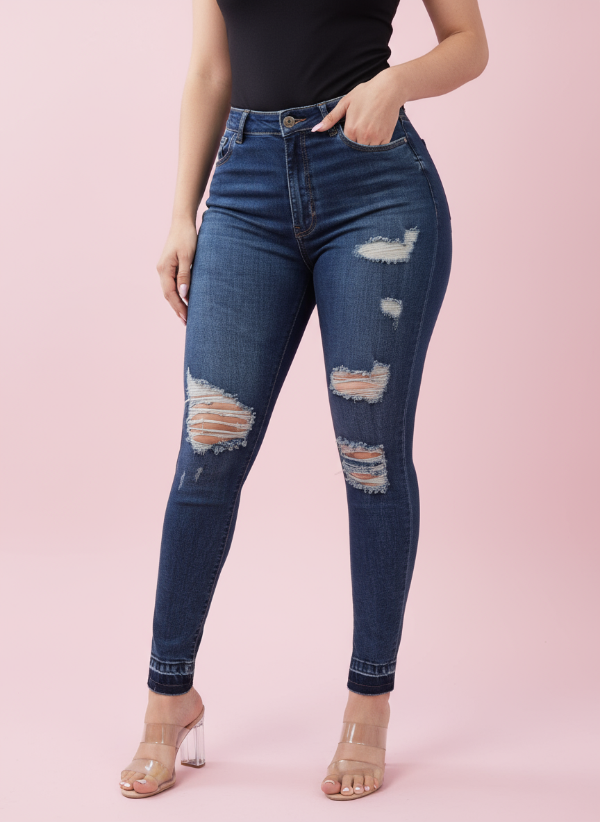 Bota Skinny Destroyed Jean - Full Body Model