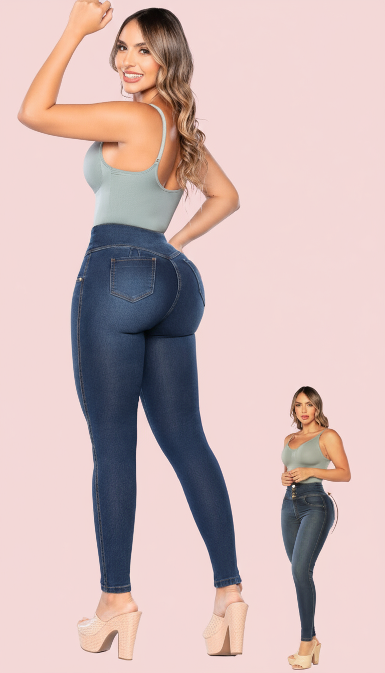 Jean Technologia Lift Tech - Clean with #f6c8cf Pink Background