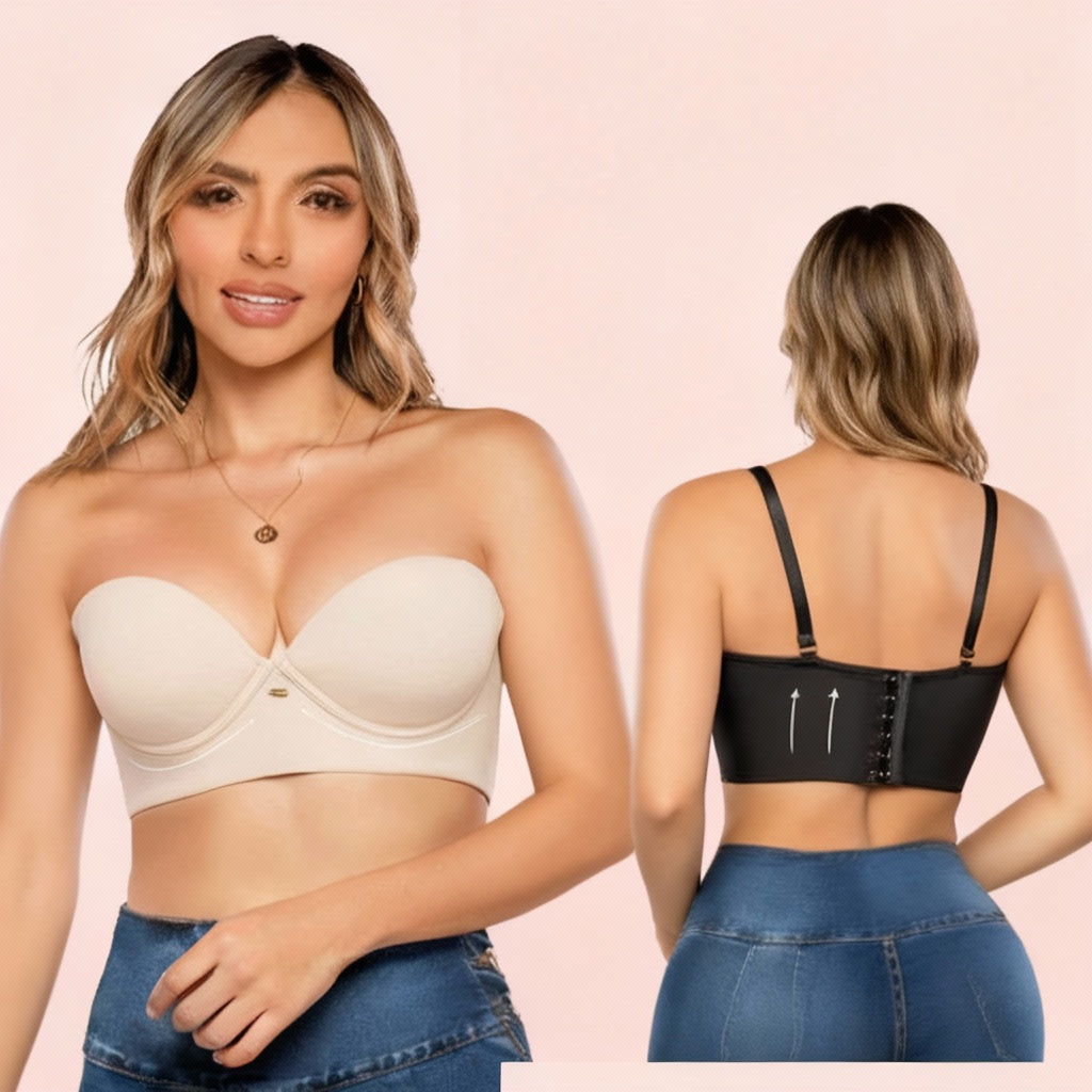 Magic Bra Strapless - Clean with #f6c8cf Pink Background